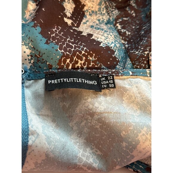 PrettyLittleThing Corset Top Teal Brown Snake Print Structured Corset Size 18 - Picture 5 of 5